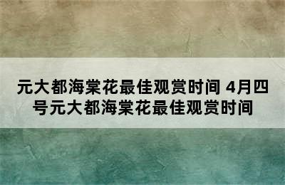 元大都海棠花最佳观赏时间 4月四号元大都海棠花最佳观赏时间